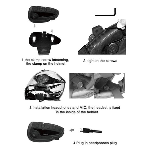 VNETPHONE V8 Motorcycle Helmet Intercom Bluetooth-compatible Headset Remote Control 1200M Wireless Distance Supporting Five People Live Chat