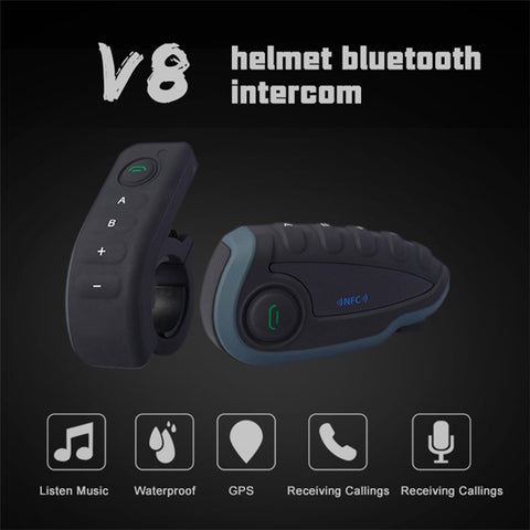 VNETPHONE V8 Motorcycle Helmet Intercom Bluetooth-compatible Headset Remote Control 1200M Wireless Distance Supporting Five People Live Chat