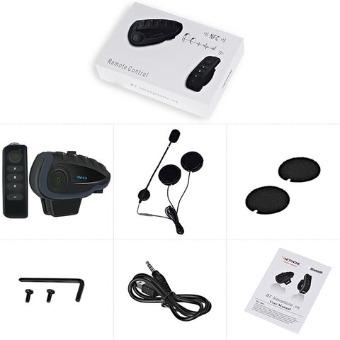 VNETPHONE V8 Motorcycle Helmet Intercom Bluetooth-compatible Headset Remote Control 1200M Wireless Distance Supporting Five People Live Chat