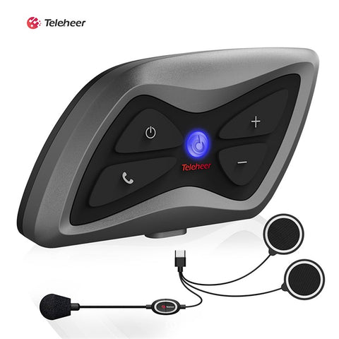 TELEHEER T6plus Motorcycle Helmet Bluetooth-compatible Headphone Outdoor Headset Waterproof Motorbike Sports Headset