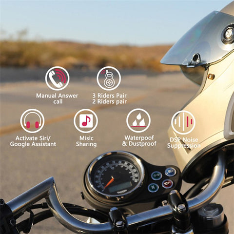 TELEHEER T6plus Motorcycle Helmet Bluetooth-compatible Headphone Outdoor Headset Waterproof Motorbike Sports Headset