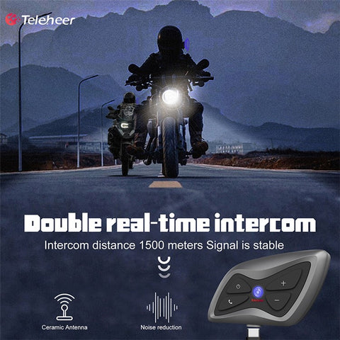 TELEHEER T6plus Motorcycle Helmet Bluetooth-compatible Headphone Outdoor Headset Waterproof Motorbike Sports Headset