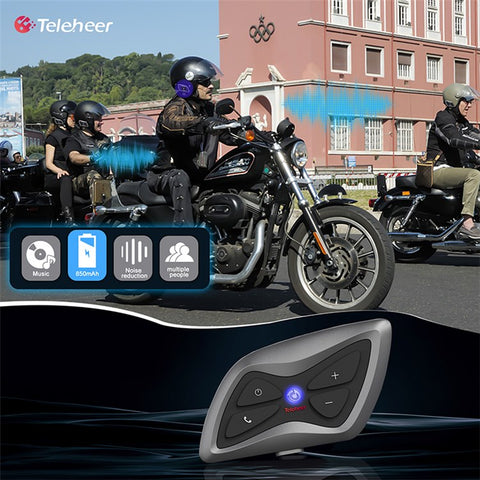 TELEHEER T6plus Motorcycle Helmet Bluetooth-compatible Headphone Outdoor Headset Waterproof Motorbike Sports Headset