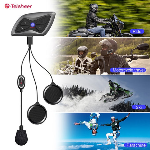 TELEHEER T6plus Motorcycle Helmet Bluetooth-compatible Headphone Outdoor Headset Waterproof Motorbike Sports Headset
