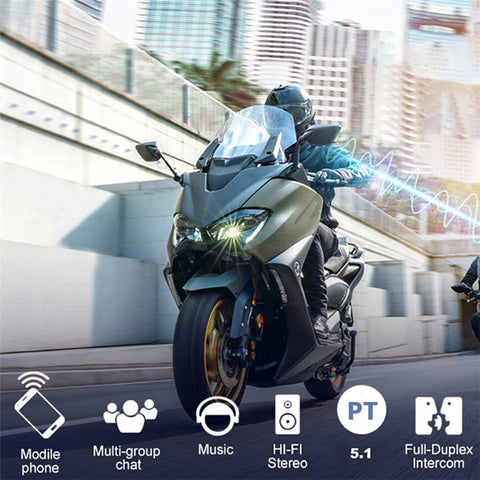 TELEHEER V6 Plus Motorcycle Helmet Bluetooth-compatible Walkie-Talkie with Headset Waterproof BT Wireless Walkie-Talkie Support 1500m Distance