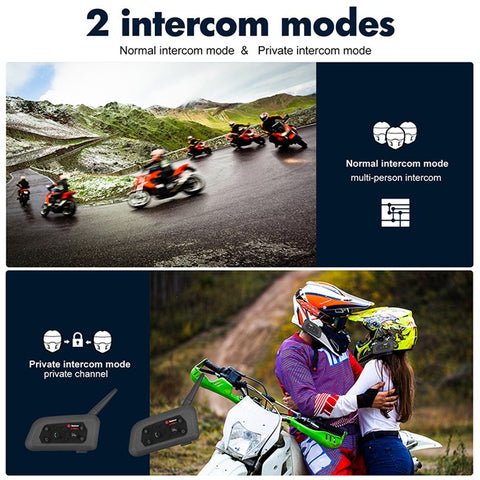 TELEHEER V6 Plus Motorcycle Helmet Bluetooth-compatible Walkie-Talkie with Headset Waterproof BT Wireless Walkie-Talkie Support 1500m Distance
