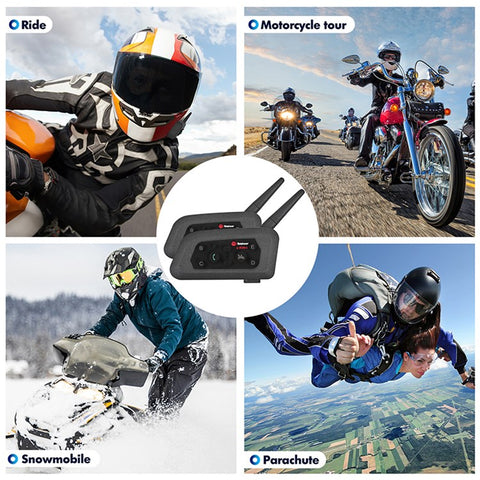 TELEHEER V6 Plus Motorcycle Helmet Bluetooth-compatible Walkie-Talkie with Headset Waterproof BT Wireless Walkie-Talkie Support 1500m Distance