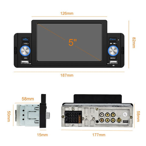 SWM 160C 5 inch Single Spindle Car Bluetooth-compatible Player MP5 MP4 Radio Audio Player CarPlay Cell Phone Connected Car BT Player