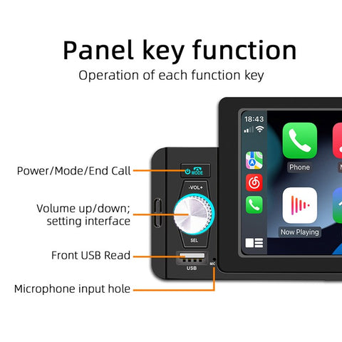 SWM 160C 5 inch Single Spindle Car Bluetooth-compatible Player MP5 MP4 Radio Audio Player CarPlay Cell Phone Connected Car BT Player