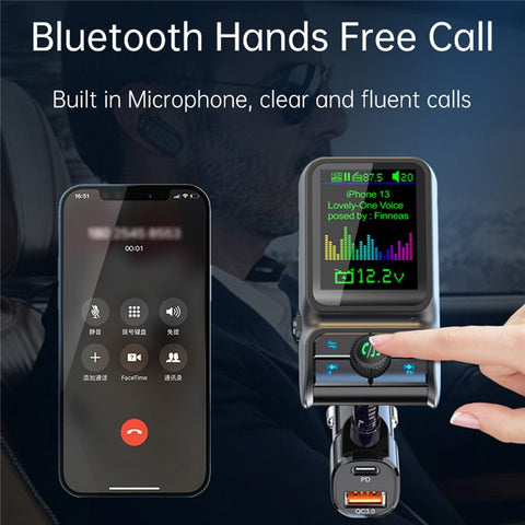 BC85 Car Bluetooth-compatible Player QC3.0 / PD Fast Charger 1.77" Color Screen Car FM Transmitter Support EQ Sound Adjustment