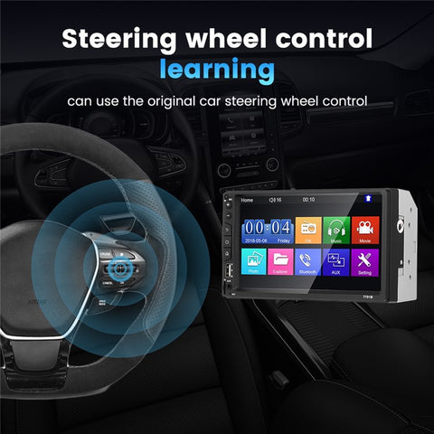 7701B-3 7-inch MP5 Carplayer with 12 Light Camera / Steering Wheel Controller, Auto Car Center Console Video Recorder