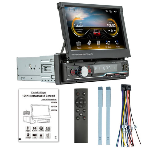 T100C Car Stereo Radio 7'' HD Manually Retractable Screen Car MP5 Player Support Bluetooth-compatible FM Radio Mirror Link