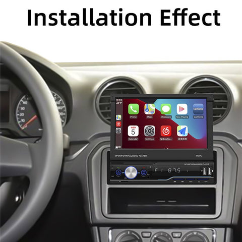 T100C Car Stereo Radio 7'' HD Manually Retractable Screen Car MP5 Player Support Bluetooth-compatible FM Radio Mirror Link