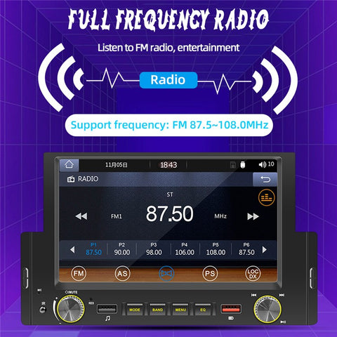 F170C 6-inch Car Play Bluetooth-compatible Car MP5 Player with Dual USB Car FM Radio