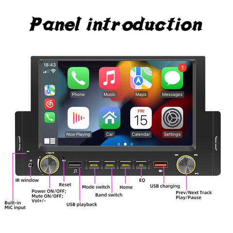 F170C 6-inch Car Play Bluetooth-compatible Car MP5 Player with Dual USB Car FM Radio