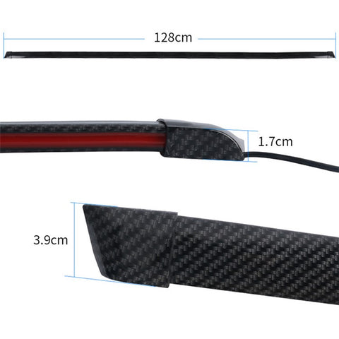 Carbon Fiber PVC Car Rear Spoiler Tailgate LED Light Bar Running Turn Signal Brake Taillight Strip
