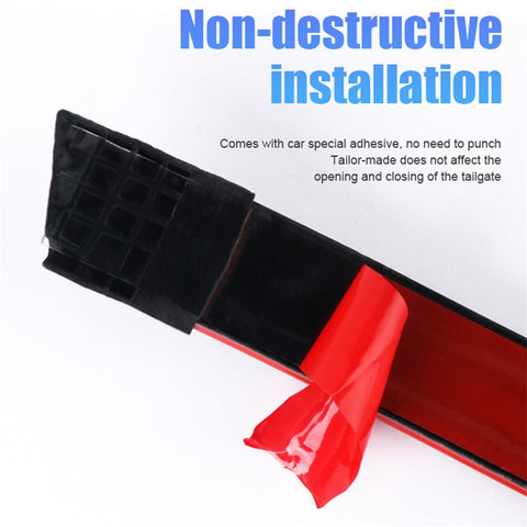 Carbon Fiber PVC Car Rear Spoiler Tailgate LED Light Bar Running Turn Signal Brake Taillight Strip
