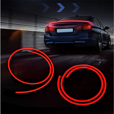 Carbon Fiber PVC Car Rear Spoiler Tailgate LED Light Bar Running Turn Signal Brake Taillight Strip