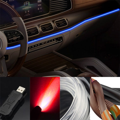 K5U 5m K-Series Car Ambient Lighting Flexible Fiber Optic RGB LED Strip Light Atmosphere Lamp Support APP Control