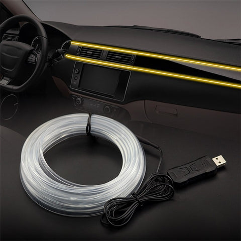 S3U 3m S-Series Fiber Optic Flexible Neon Light Strip Sound-activated Car Interior USB Atmosphere Lamp