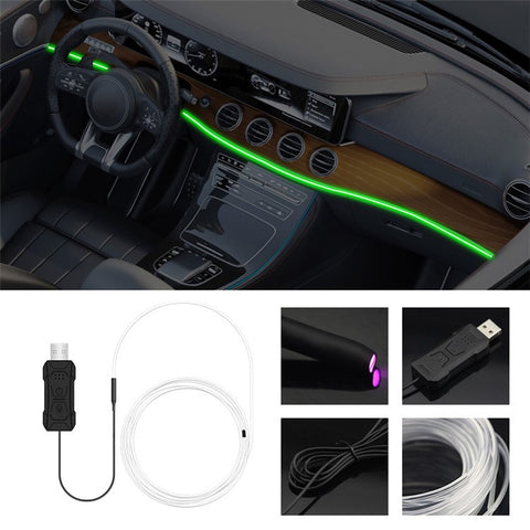 S3U 3m S-Series Fiber Optic Flexible Neon Light Strip Sound-activated Car Interior USB Atmosphere Lamp