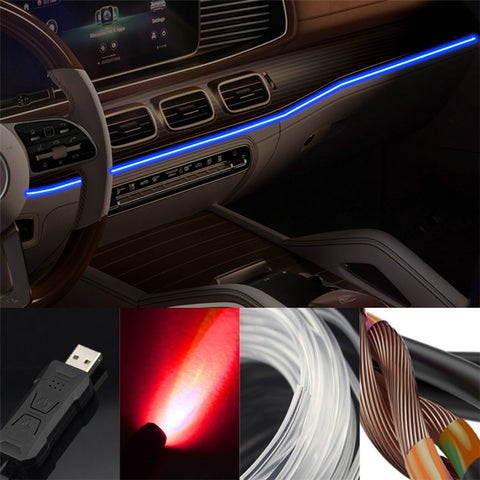 S2U 2m S-Series Energy Saving LED Light Strip Fiber Optic Flexible Neon Atmosphere Lamp Car Interior Decor