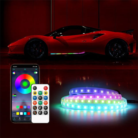E15 1.5m Cigarette Lighter Cable Door Outside LED Strip Lights Car Colorful Ambient Lights Voice / RC Control Breathing Running Light