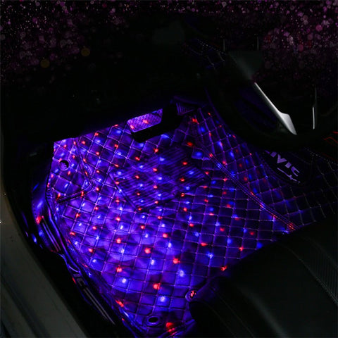 DX4 Cigarette Lighter 4-LEDs Car Footwell Light Strip Music Sound-activated Car Interior Atmosphere Light
