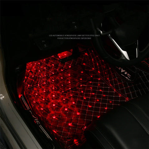 DX4 Cigarette Lighter 4-LEDs Car Footwell Light Strip Music Sound-activated Car Interior Atmosphere Light