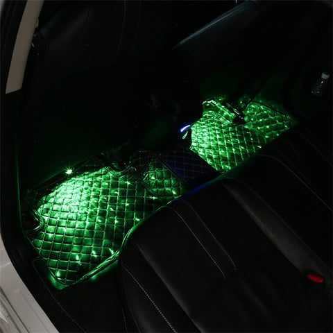 DX4 Cigarette Lighter 4-LEDs Car Footwell Light Strip Music Sound-activated Car Interior Atmosphere Light