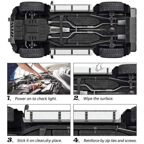 DP69 4Pcs Car Underglow Lights RGB Multi Color DIY Sound Active Music Mode Underbody Light Strips for Car SUV Trucks