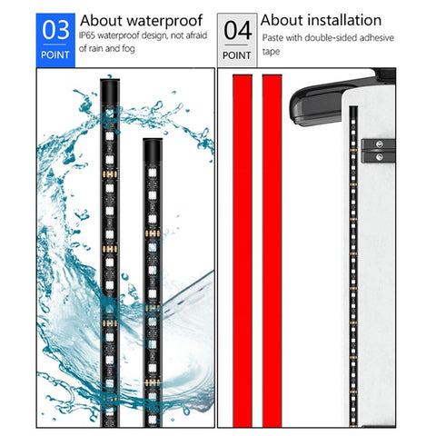 DP69 4Pcs Car Underglow Lights RGB Multi Color DIY Sound Active Music Mode Underbody Light Strips for Car SUV Trucks