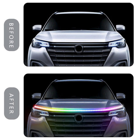 JG02 180cm Car LED Hood Light Strip Phantom Exterior Waterproof Dynamic Daytime Running Light Strip for Cars Suvs Trucks