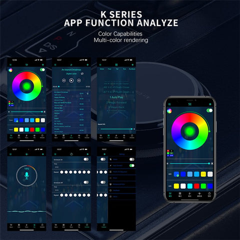 K24U Colorful Lighting LED Fiber Optic Strip Light Ambient Lamp APP Voice Remote Control Car Interior Decor