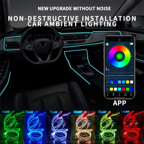 K24U Colorful Lighting LED Fiber Optic Strip Light Ambient Lamp APP Voice Remote Control Car Interior Decor