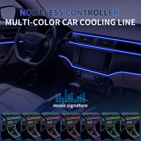 K44U Car Decoration LED Fiber Optic Strip Light Music Sync Ambient Lamp with APP Voice Remote Control
