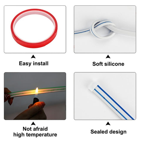 2m Car Hood Decorative DRL Light Strip PVC Silicone Flexible Waterproof Light Strip