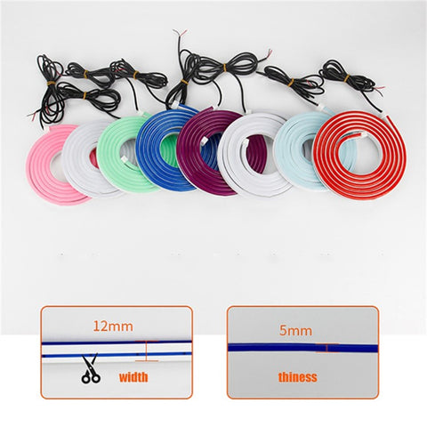 2m Car Hood Decorative DRL Light Strip PVC Silicone Flexible Waterproof Light Strip