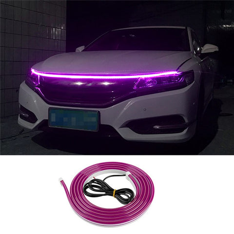 2m Car Hood Decorative DRL Light Strip PVC Silicone Flexible Waterproof Light Strip