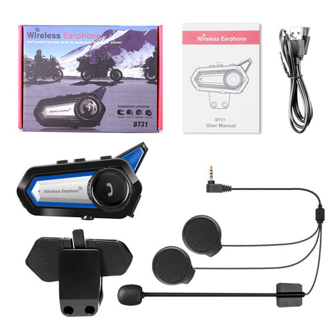 BT31 Motorcycle Helmet Bluetooth-compatible Headset Walkie-Talkie Waterproof Bike Wireless Headset with Microphone