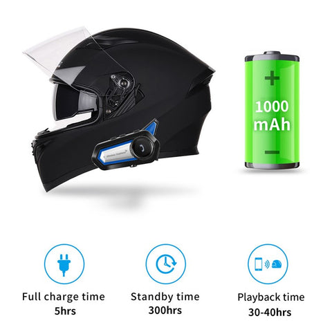 BT31 Motorcycle Helmet Bluetooth-compatible Headset Walkie-Talkie Waterproof Bike Wireless Headset with Microphone