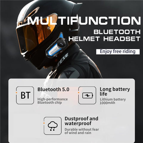 BT31 Motorcycle Helmet Bluetooth-compatible Headset Walkie-Talkie Waterproof Bike Wireless Headset with Microphone