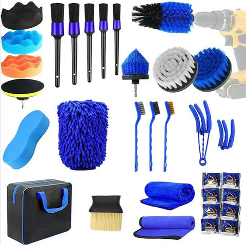 32Pcs / Set Car Cleaning Kit Car Interior Washing Tool Set Drill Brush Attachment Gifts for Cleaning Wheels, Interior, Exterior