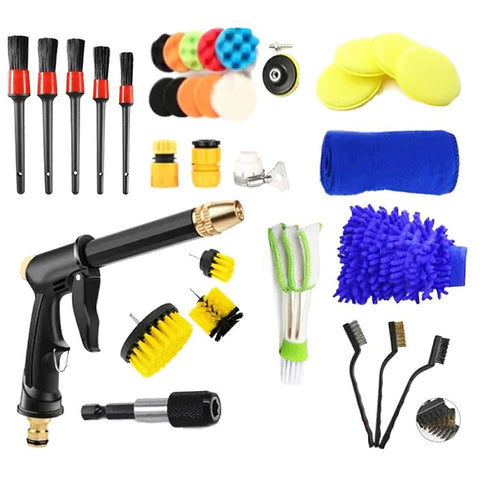 35Pcs / Set Car Cleaning Tools Air Outlet Brush Vehicle Washing Nozzle Detailing Brushes Sponge Pads Kit
