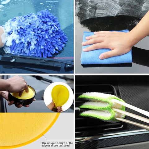 35Pcs / Set Car Cleaning Tools Air Outlet Brush Vehicle Washing Nozzle Detailing Brushes Sponge Pads Kit