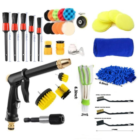 35Pcs / Set Car Cleaning Tools Air Outlet Brush Vehicle Washing Nozzle Detailing Brushes Sponge Pads Kit