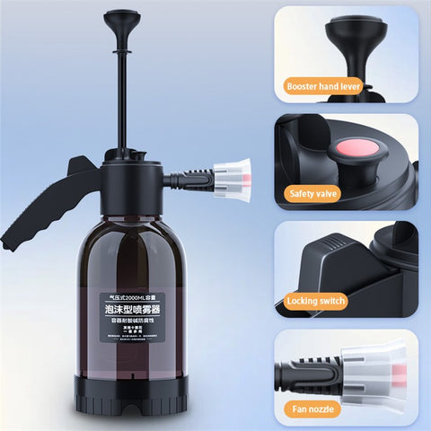 2L Foam Sprayer Car Wash Foam Watering Can Water Bottle Auto Cleaning Tool with Towel + Sponge