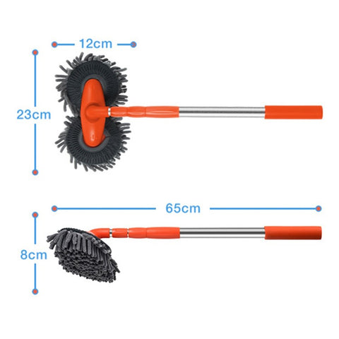 Dual Chenille Mop Head Telescopic Car Wash Mop 360 Degree Rotation Car Wash Brush