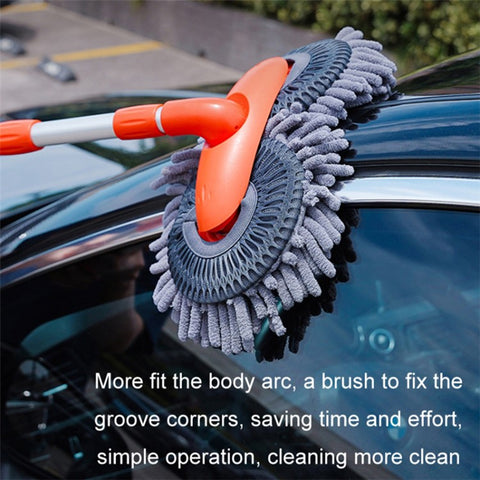 Dual Chenille Mop Head Telescopic Car Wash Mop 360 Degree Rotation Car Wash Brush