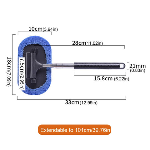 1297 3-in-1 Car Windshield Cleaning Wash Tool Interior Auto Glass Wiper with Extendable Handle Window Cleaner Brush